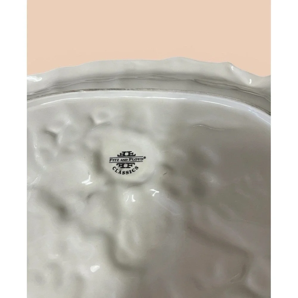 Fitz & Floyd Woodland Spring Large Oval Embossed‎ Serving Platter Floral Flowers